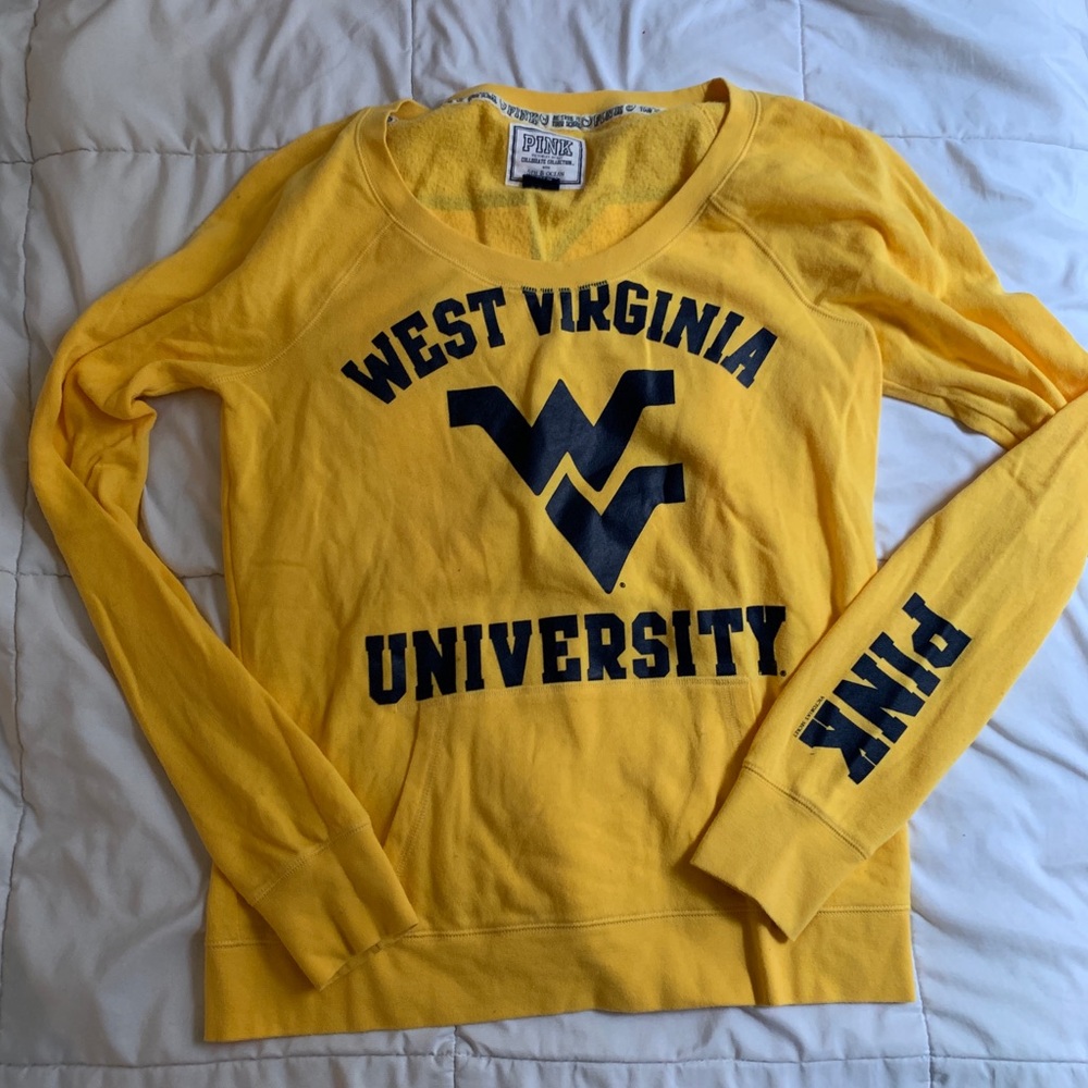 PINK x WVU gold sweatshirt